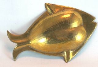 Brass Metal Fish Shape Ashtray Vintage Collectables Retro 2