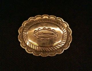 Vintage Native American Indian Sterling Silver Concho Stampwork Brooch Pin