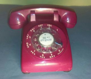 Vintage Bell System Western Electric Red Rotary Dial Desk Phone Telephone 500dm