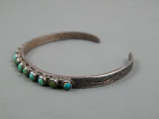 Native American Zuni Petit Point Snake Eye Turquoise Silver Cuff Bracelet 3
