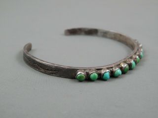 Native American Zuni Petit Point Snake Eye Turquoise Silver Cuff Bracelet 4