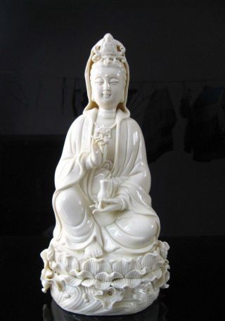 10 " Exquisite Chinese Dehua Porcelain Kwan - Yin Guanyin Goddess Statue