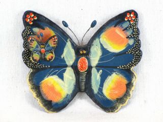 Vintage Mexican Pottery Hand Painted Butterfly & Baby Wall Hanging Sculpture