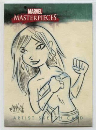 2008 Marvel Masterpieces 3 Sketch Card - Mike Maihack - Jessica Jones / Jewel