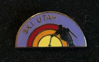 Ski Utah Pin Vintage Skiing Badge State Utah Ski Souvenir Travel Park City