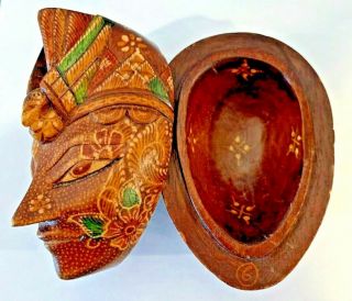 Indonesian Bali Batik Wood Carving Mask Box