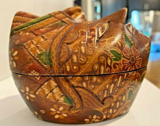 Indonesian Bali Batik Wood Carving Mask Box 3