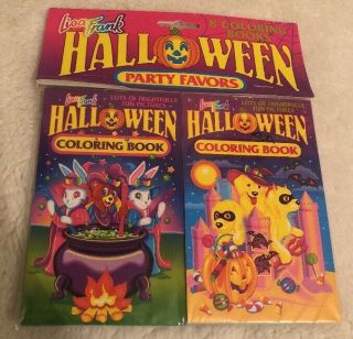 Vintage Lisa Frank Halloween Party Favors 8 Coloring Book Bear,  Bunny,  Unicorn