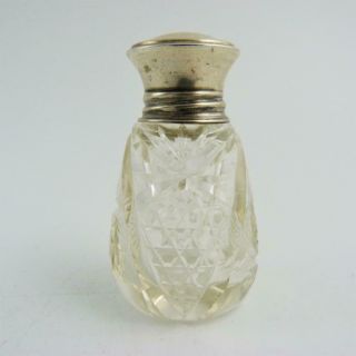 Vintage Silver - Topped Cut Glass Perfume Bottle,  Hallmarked Birmingham 1925