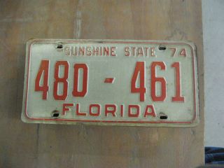 1974 74 Florida Fl License Plate 48d - 461 Clay County