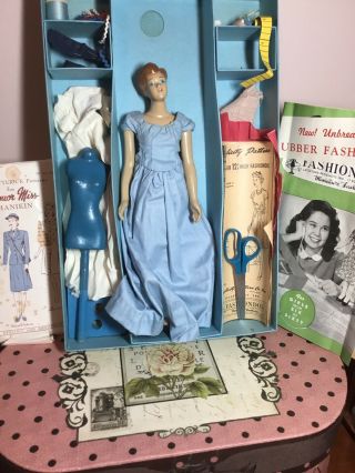1945 Simplicity Composition Mannequin Sewing Doll.  Box.  Smoke Home