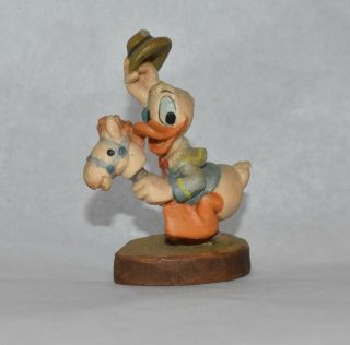 Anri Walt Disney Wood Carving Donald Duck Miniature Figurine Italy Mini 1 3/4