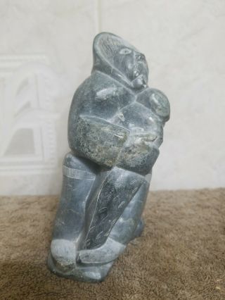 Antique Signed Inuit Canadian Eskimo WALRUS Soapstone Carving,  Silasie 103256 2