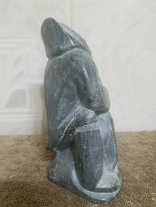 Antique Signed Inuit Canadian Eskimo WALRUS Soapstone Carving,  Silasie 103256 3