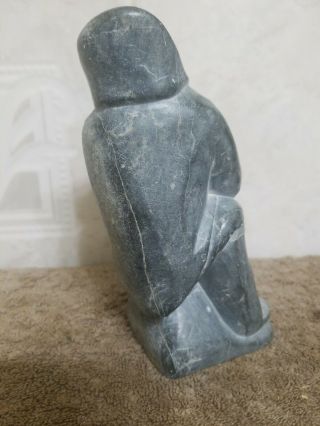 Antique Signed Inuit Canadian Eskimo WALRUS Soapstone Carving,  Silasie 103256 4