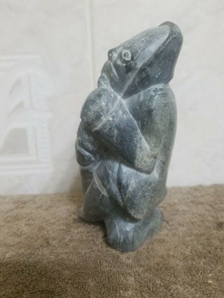 Antique Signed Inuit Canadian Eskimo WALRUS Soapstone Carving,  Silasie 103256 6