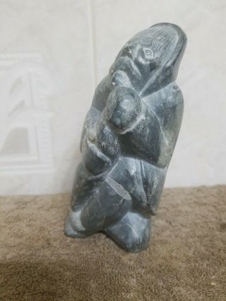 Antique Signed Inuit Canadian Eskimo WALRUS Soapstone Carving,  Silasie 103256 7