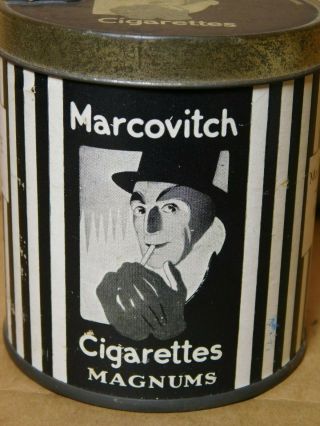 Vintage Marcovitch Cigarettes Magnum Black and White Virginia tobacco tin empty 2