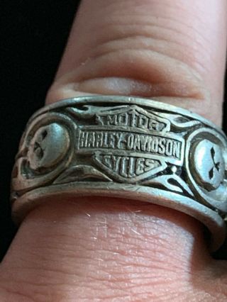 Authentic Harley Davidson Men’s Sterling Silver Ring,  Sz 13