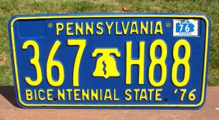 Vintage 1976 Pennsylvania Bicentennial License Plate 3,  Plates 367h88