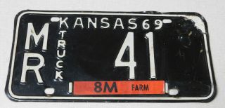 1969 Kansas Farm Truck License Plate Morris County