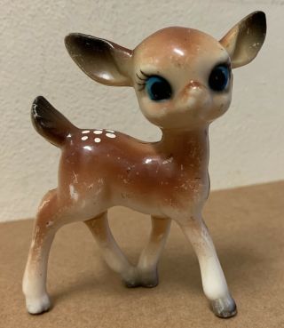 Spotted Deer Vintage Figure Plastic Hong Kong 4 " Fawn Bambi Christmas Kitchy