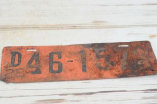Antique 1928 Wisconsin License Plate D46 - 157 4
