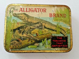 Vintage Alligator Brand Tobacco Cigarette Tin