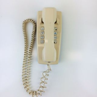 Vintage Tan At&t Corded Wall Mounted Telephone Dial Phone 100