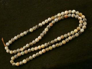 30 Inches Fine Chinese Jade Hand Carved Round Beads Necklace D025