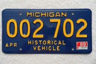 Michigan 1989 Historical Vehicle License Plate – Look