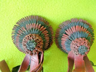Old Early Antique Horse Bridle ROSETTES BIG 3 - 1/2 