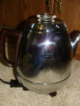 Vtg General Electric Chrome Percolator 33p30 Pot Belly 9 Cup Coffee Maker
