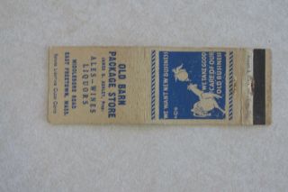 C5 Vintage Matchbook Cover Old Barn Package Store East Freetown Massachusetts Ma