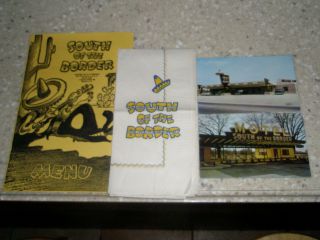 South Of The Border 1954 Menu,  Napkins And Post Cards,