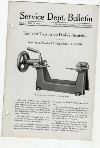 July 15,  1919 Harley - Davidson Service Bulletin Latest Tools