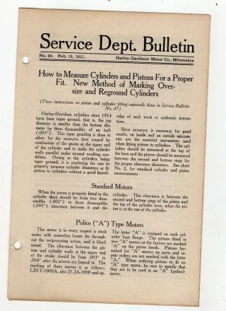 Feb 25,  1921 Harley - Davidson Service Bulletin