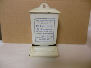 Vintage Advertising Match Holder Tin Pickett Bros. ,  Clarksville,  Md