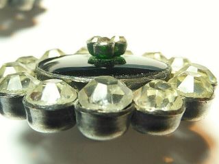 SET OF FOUR ANTIQUE FRENCH SILVER PASTE EMERALD GREEN GLASS BUTTONS 8