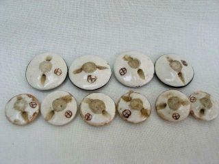 10 Satsuma Hand Painted Antique Ceramic Buttons. 3
