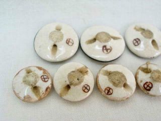 10 Satsuma Hand Painted Antique Ceramic Buttons. 6