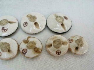 10 Satsuma Hand Painted Antique Ceramic Buttons. 7