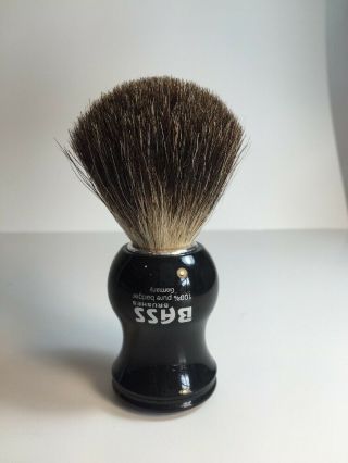 " Bass 100 Pure Badger Bristle Germany " Black Handle Shaving Brush 4 "