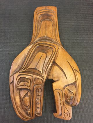 Northwest Coast First Nations native Carving Art Killer Whale & Eagle Signed 2