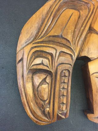 Northwest Coast First Nations native Carving Art Killer Whale & Eagle Signed 3