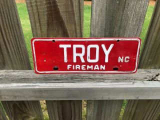 Troy Nc Fireman North Carolina City License Plate Nc City Tax Tag Firefighter