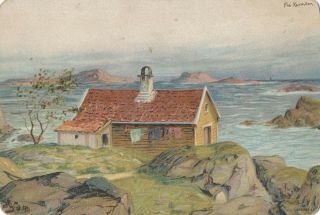 1898 Norway Signed Painting Fra Karmoen Christmas Card,  Emeret Publisher