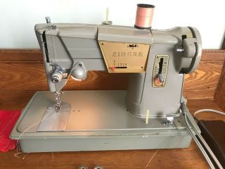 1963 Singer 328k Sewing Machine Style - O - Matic Heavy Duty Serviced With Case