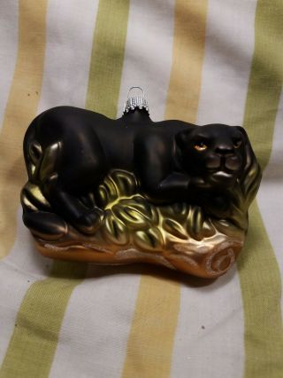 Lauscha Glas Creation Black Panther Hand Blown Glass Christmas Ornament Germany