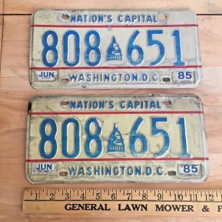 2 Washington Dc License Plate Tag Classic Dc Vintage 1985 Embossed